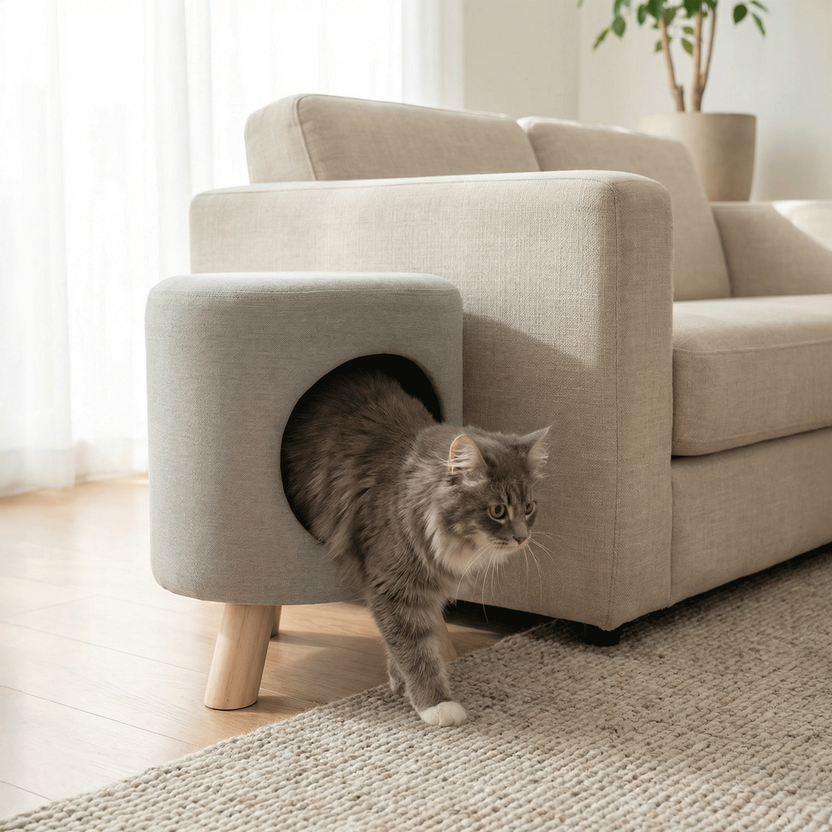 【4catsndogs】猫用隠れ家付き スツール Wallie