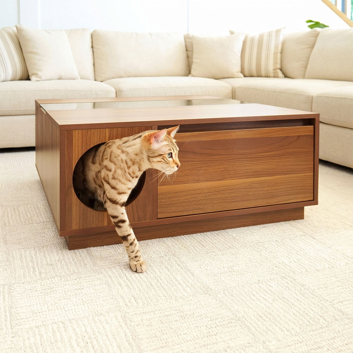 【4catsndogs】ペットハウス付き センターテーブル Coco