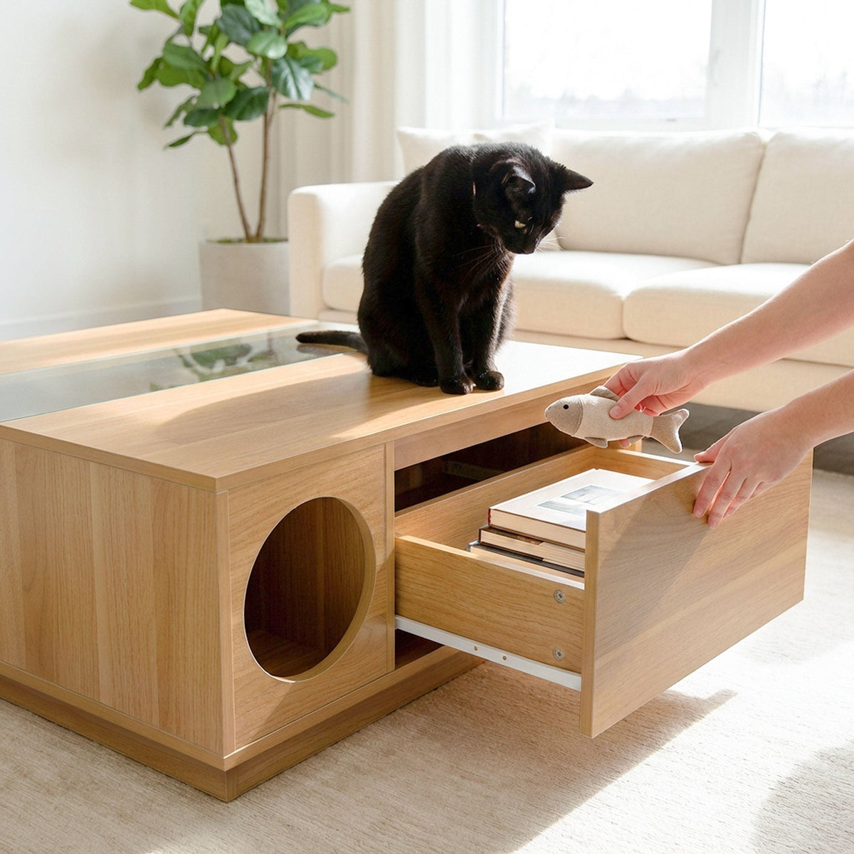 【4catsndogs】ペットハウス付き センターテーブル Coco