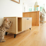 【4catsndogs】猫トイレ隠し家具 ローボード （収納スペース付き 爪とぎ付き） Shae