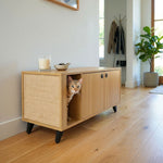 【4catsndogs】猫トイレ隠し家具 ローボード （収納スペース付き 爪とぎ付き） Shae