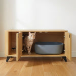 【4catsndogs】猫トイレ隠し家具 ローボード （収納スペース付き 爪とぎ付き） Shae