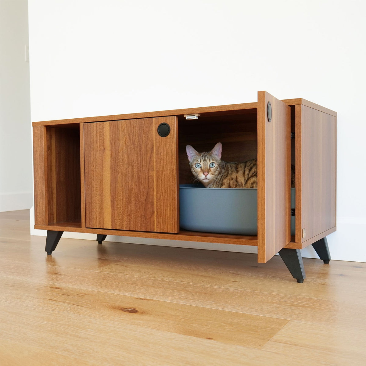 【4catsndogs】猫トイレ隠し家具 ローボード （収納スペース付き 爪とぎ付き） Shae
