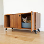 【4catsndogs】猫トイレ隠し家具 ローボード （収納スペース付き 爪とぎ付き） Shae